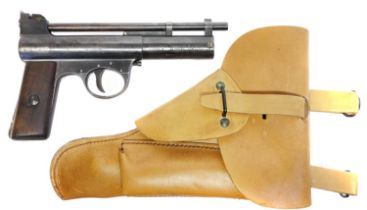 Webley MkI .177 air pistol, serial number 29645, the wood grip with flying pellet logo, together