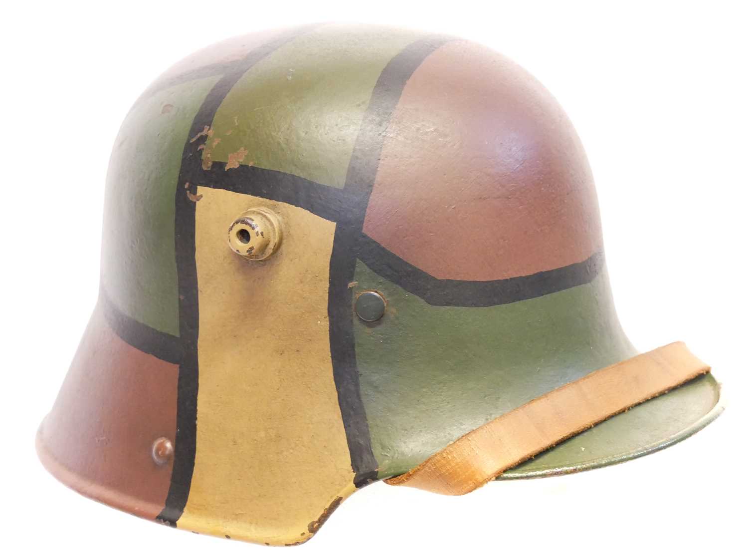German WWI M16 helmet, the originality of the turtle shell paintwork is not known, the helmet is