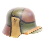 German WWI M16 helmet, the originality of the turtle shell paintwork is not known, the helmet is