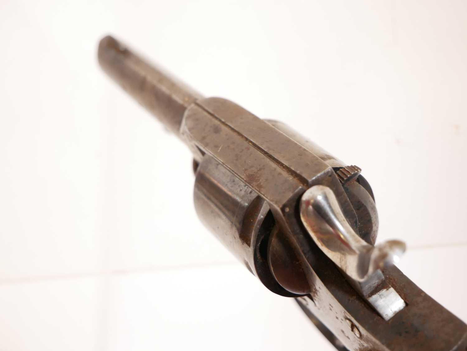 Belgian 7.5mm revolver, no serial number, 2.5 inch sighted barrel, chequered wood grips the grip - Image 6 of 7
