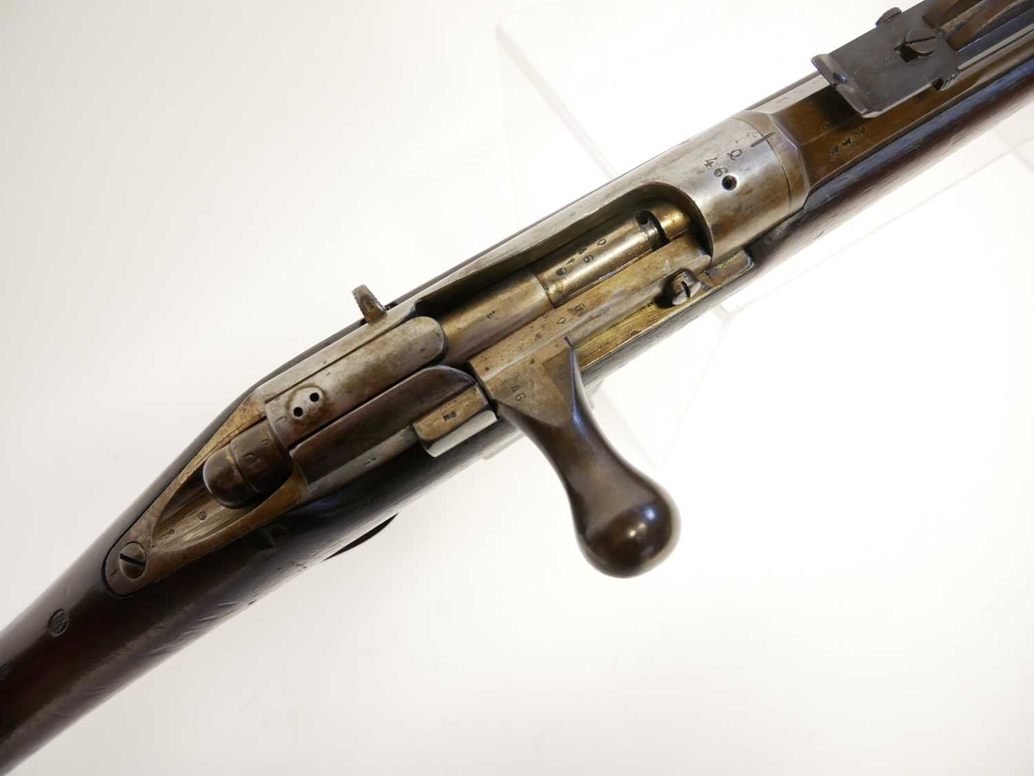 Dutch Beaumont-Vitali 1871/88 11mm bolt action rifle, serial number 46, 32inch barrel with tangent - Image 6 of 14