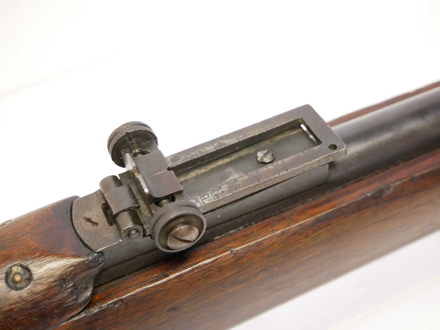 BSA Long Lee Enfield .303 bolt action rifle, 30 inch barrel with folding ladder sight, the bolt - Image 6 of 14