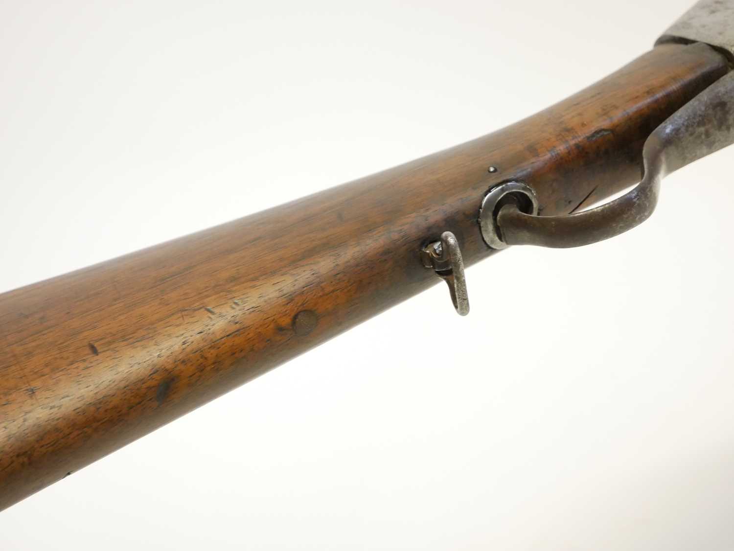 Sporterised Martini Henry .577/450 rifle, probably of Belgian origin reworked in India, 27inch - Image 10 of 13