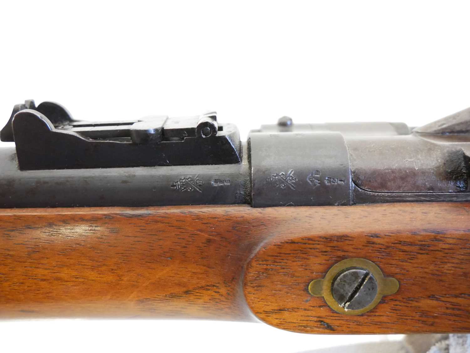 Enfield MkII* three band.577 Snider rifle, 36inch barrel fitted with bayonet lug and folding - Image 12 of 17