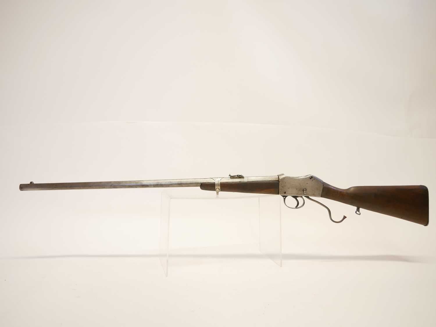 Sporterised Martini Henry .577/450 rifle, probably of Belgian origin reworked in India, 27inch - Image 13 of 13