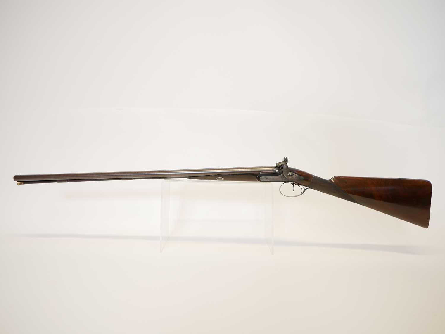 C. Moore of London percussion 18 bore side by side double barrel shotgun, 29.5 inch Damascus barrels - Image 15 of 15