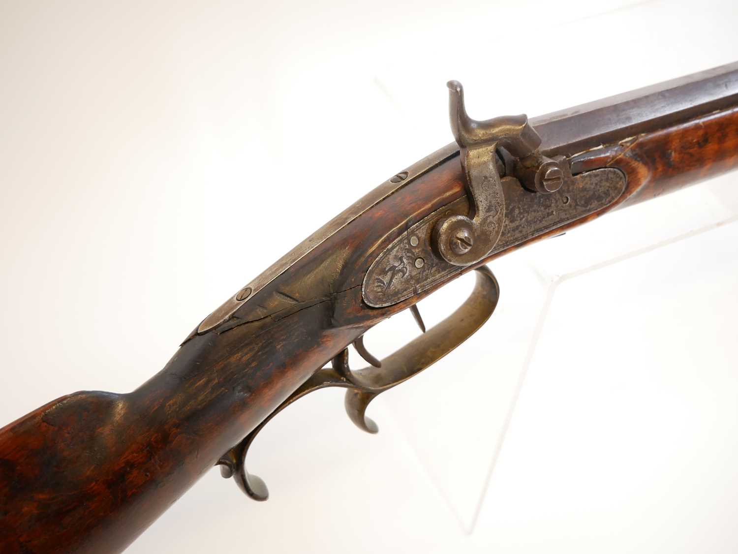 American percussion 130 bore Kentucky type rifle, 29.5inch octagonal barrel fitted with buckhorn - Image 4 of 17