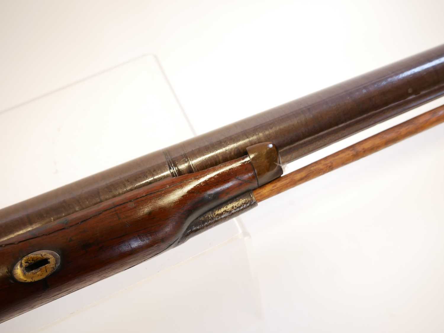 Percussion shotgun, converted from a flintock, with 30 inch Damascus Spanish form barrel, - Image 14 of 18
