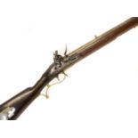 Flintlock .625 Baker rifle by E. Baker and Sons, 40 inch browned barrel with seven groove rifling,