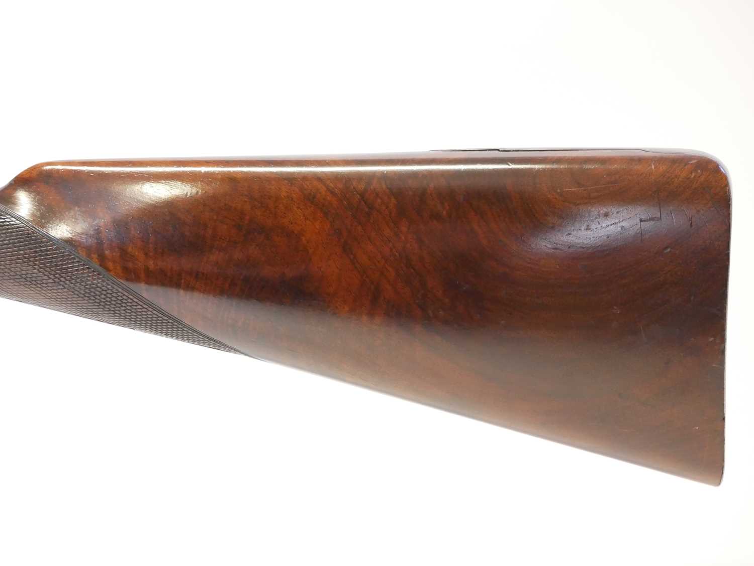 C. Moore of London percussion 18 bore side by side double barrel shotgun, 29.5 inch Damascus barrels - Image 12 of 15