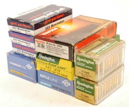 Mixed lot of ammunition, to include 60 rounds of Prvi Partizan 55 grain SP, 20 rounds of PPU .303