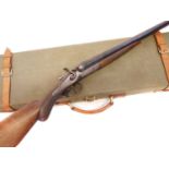 Midland 12 bore side by side hammer gun with a Gunmark travel case, serial number 32121, 30 inch