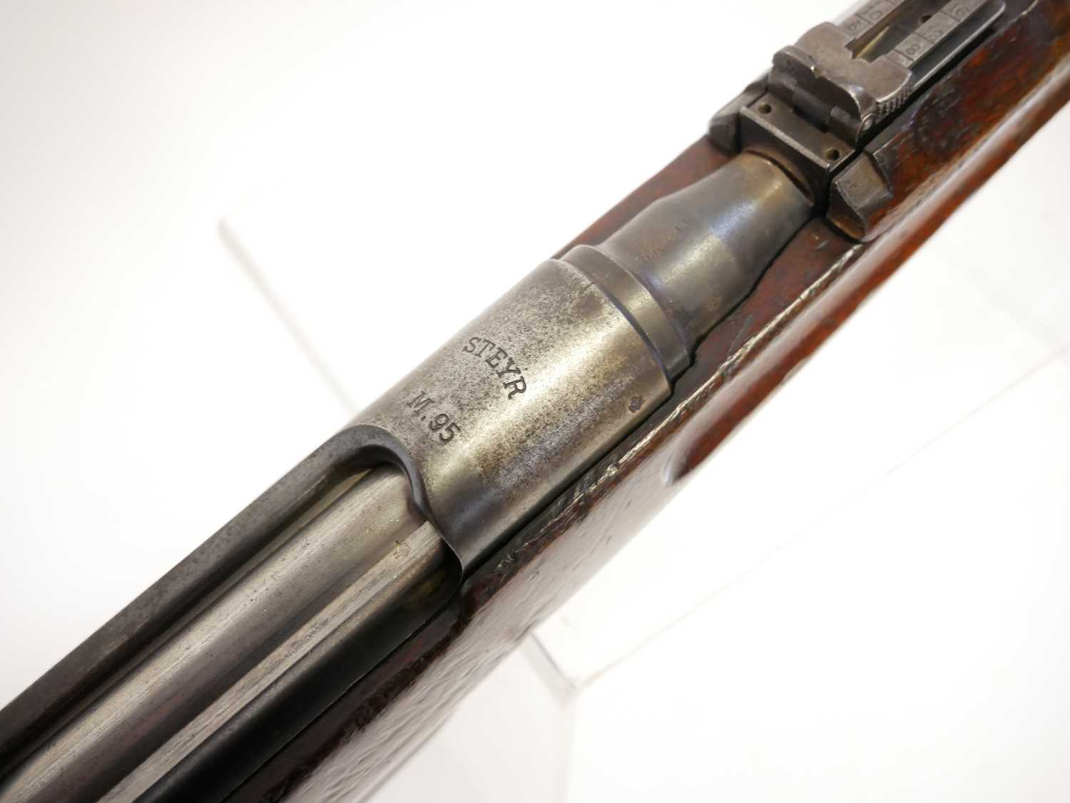 Deactivated Steyr M95 8mm straight-pull carbine, serial number 4610R, 20inch barrel, unit mark - Image 6 of 16