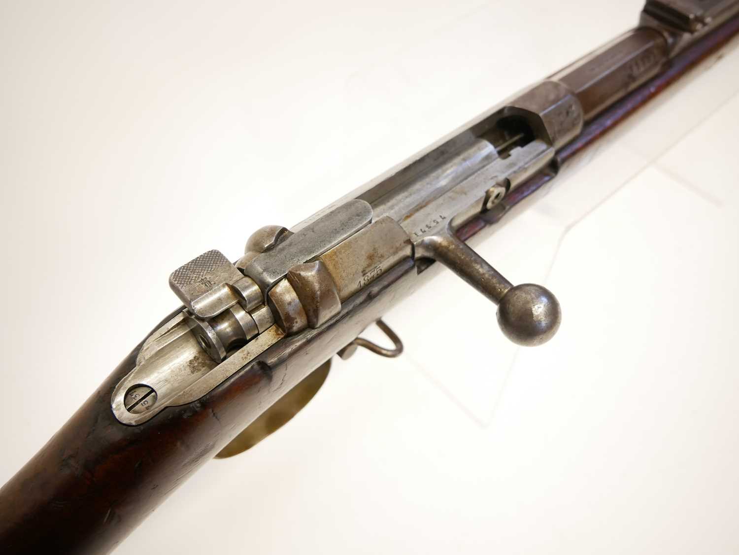 Mauser 1871 pattern 11x60R bolt action rifle, serial number 7537F, 33inch barrel secured by three - Image 6 of 18