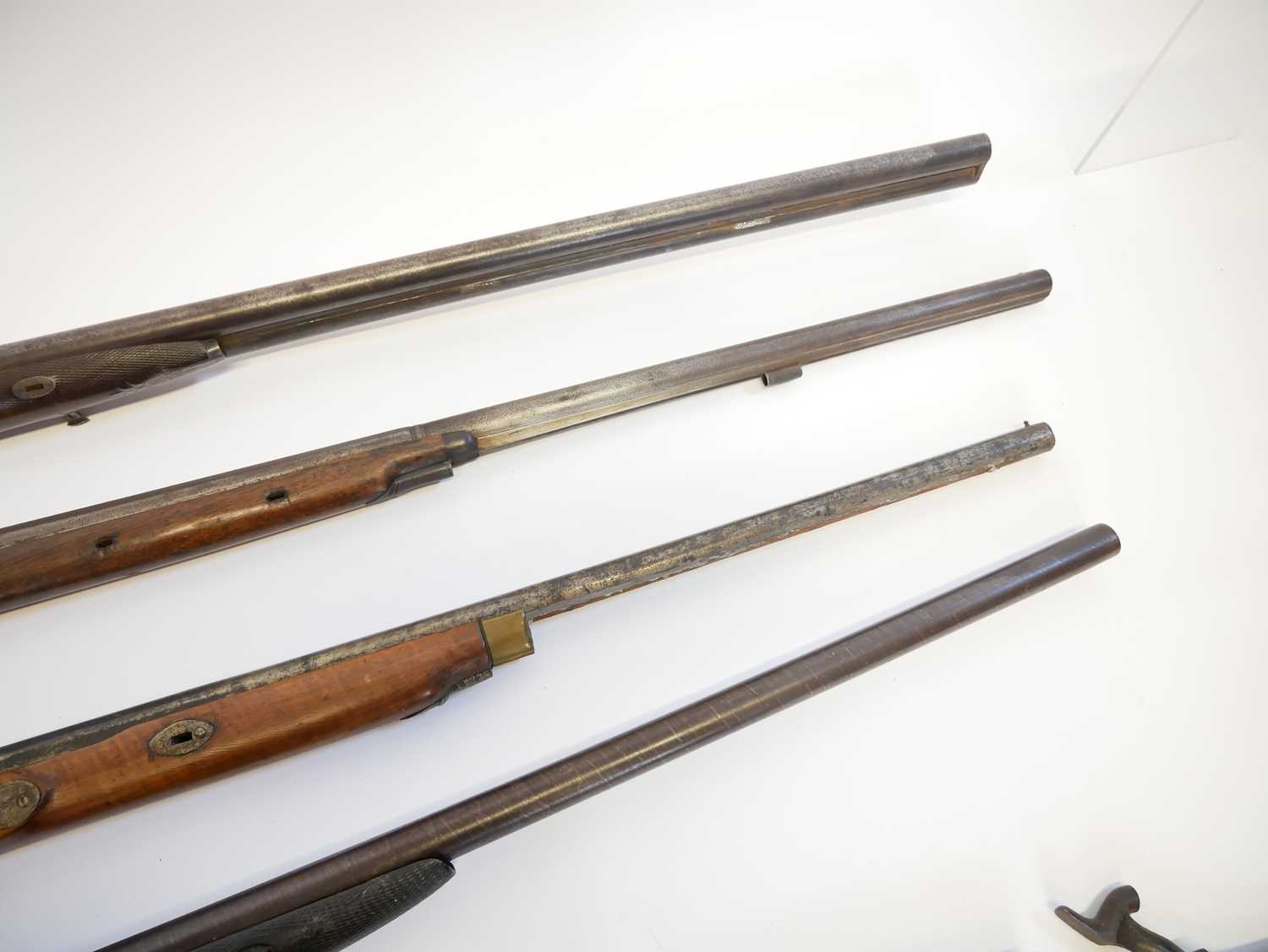 Four percussion shotguns for restoration, one a double barrel, the other three single barrels one by - Image 10 of 21