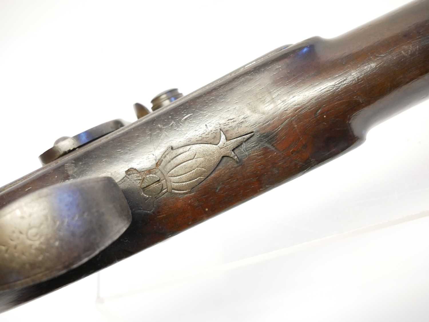 Patrick percussion 14 bore single barrel shotgun, 32 inch Damascus barrel with drum and nipple - Image 8 of 15