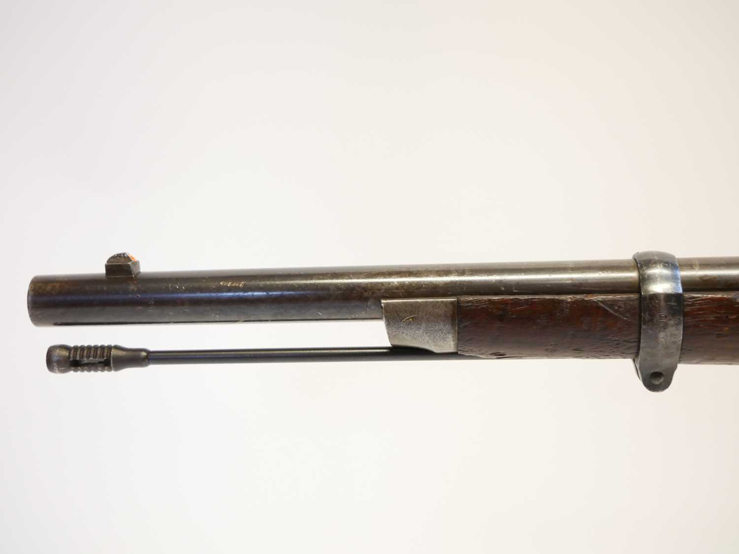 Remington rolling block rifle chambered in .43 Spanish, 36inch barrel with bayonet bar and folding - Image 12 of 14