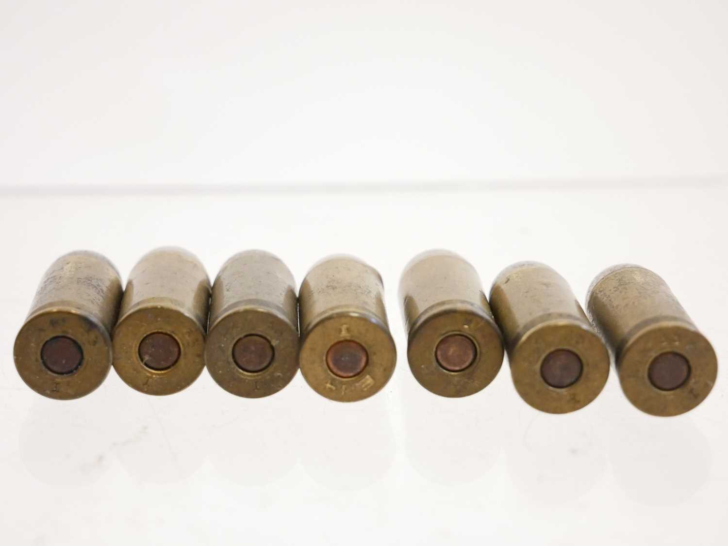 Seven rare inert British .455 Mk I cartridges for Webley or Colt pistols. - Image 2 of 3