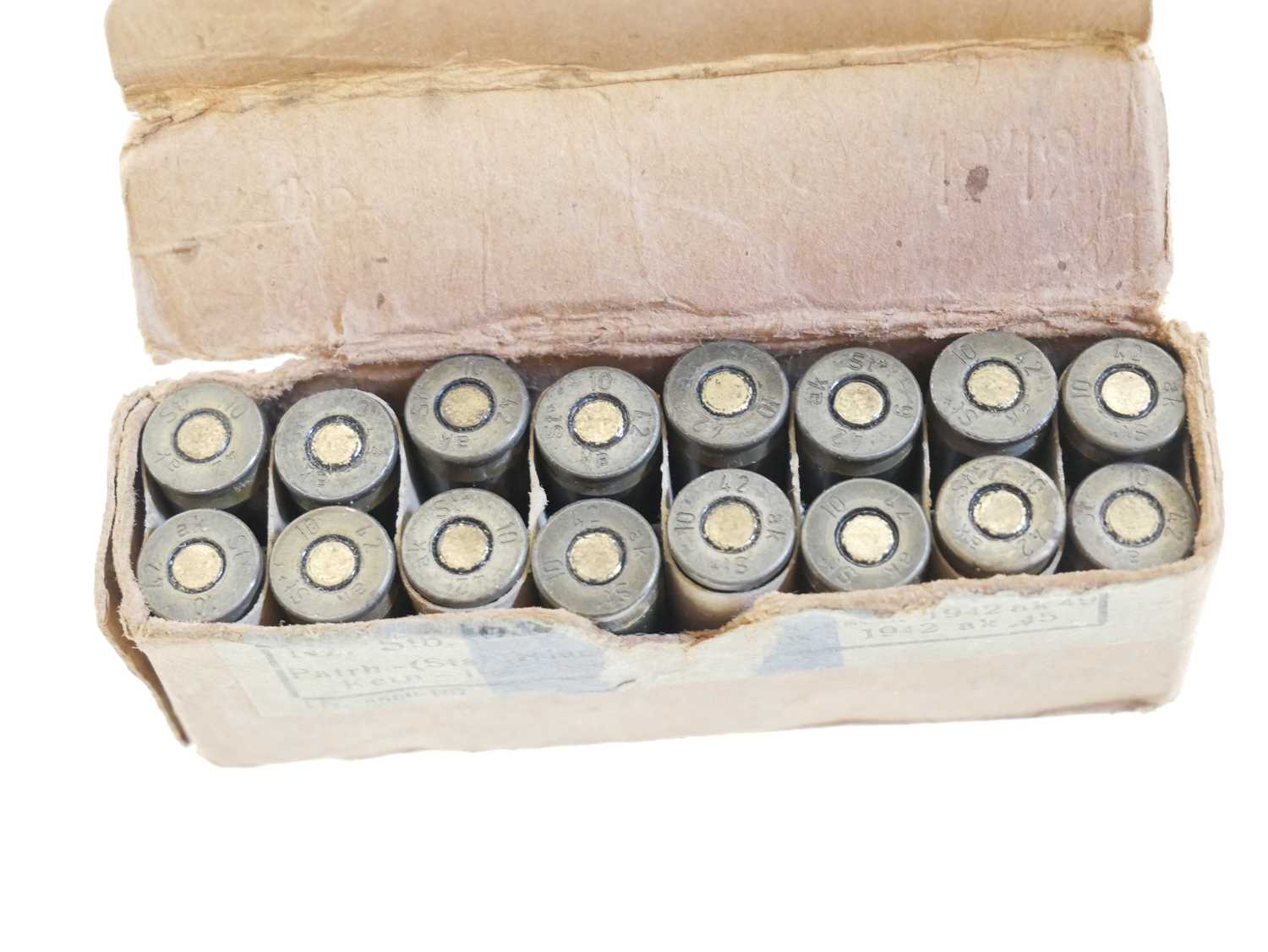Sixteen original inert German Third Reich 9mm Parabellum cartridges with steel cases; in their - Image 3 of 3