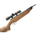 Cometa model 100 .22 air rifle, serial number 04357-05, 16.75inch barrel, fitted with 4x28 scope. No