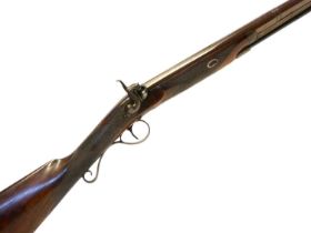 Golsworthy of Taunton percussion 16 bore single barrel shotgun, 27 inch Damascus Spanish form