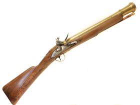 Composed Flintlock blunderbuss, made from several guns, antique 16inch barrel with added EIC mark,