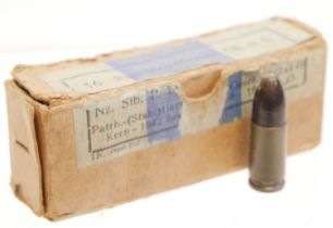 Sixteen original inert German Third Reich 9mm Parabellum cartridges with steel cases; in their