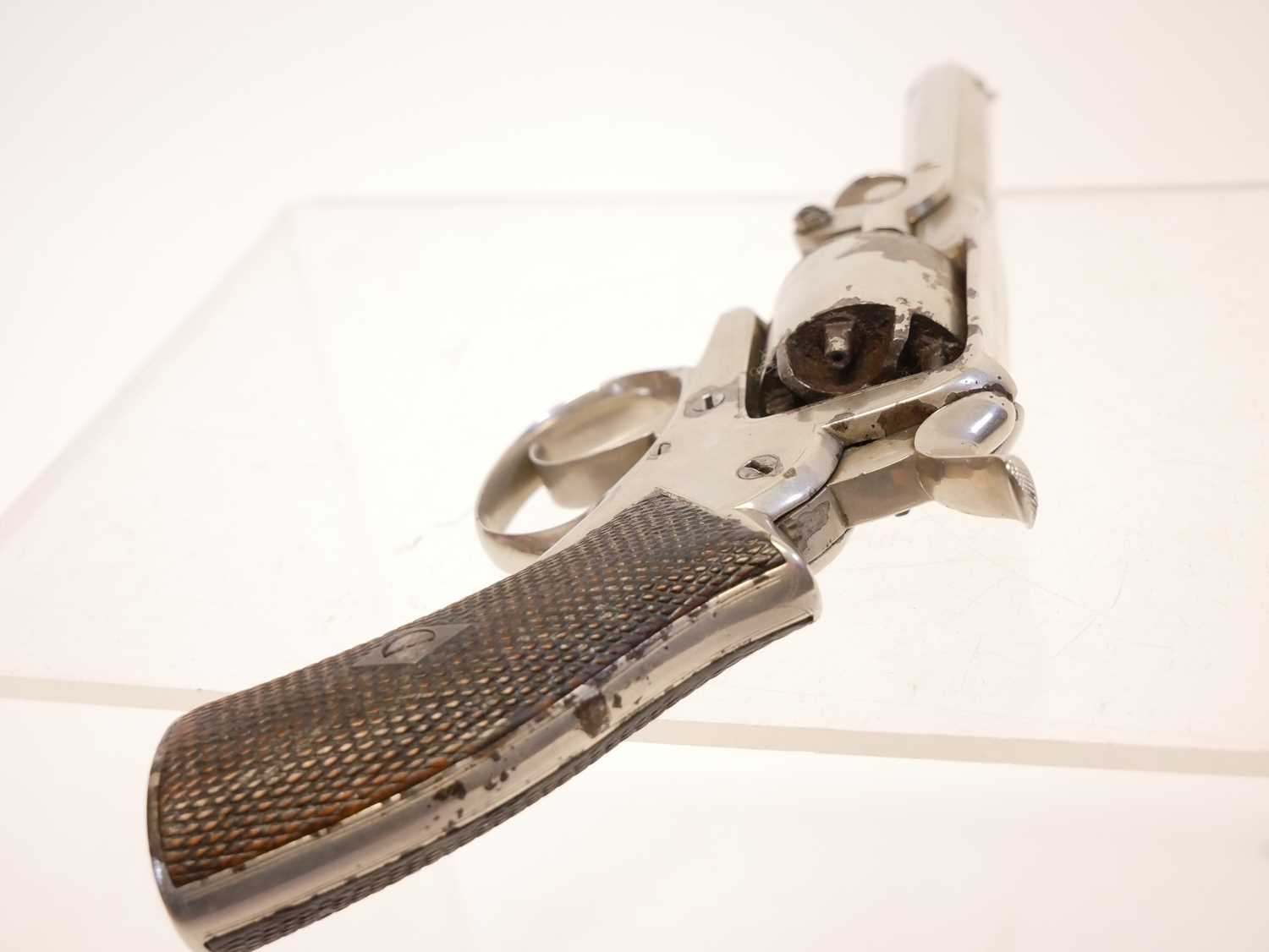 Webley 120 bore percussion revolver, fully nickel plated and retailed by Braddell and Son Belfast, - Image 8 of 9