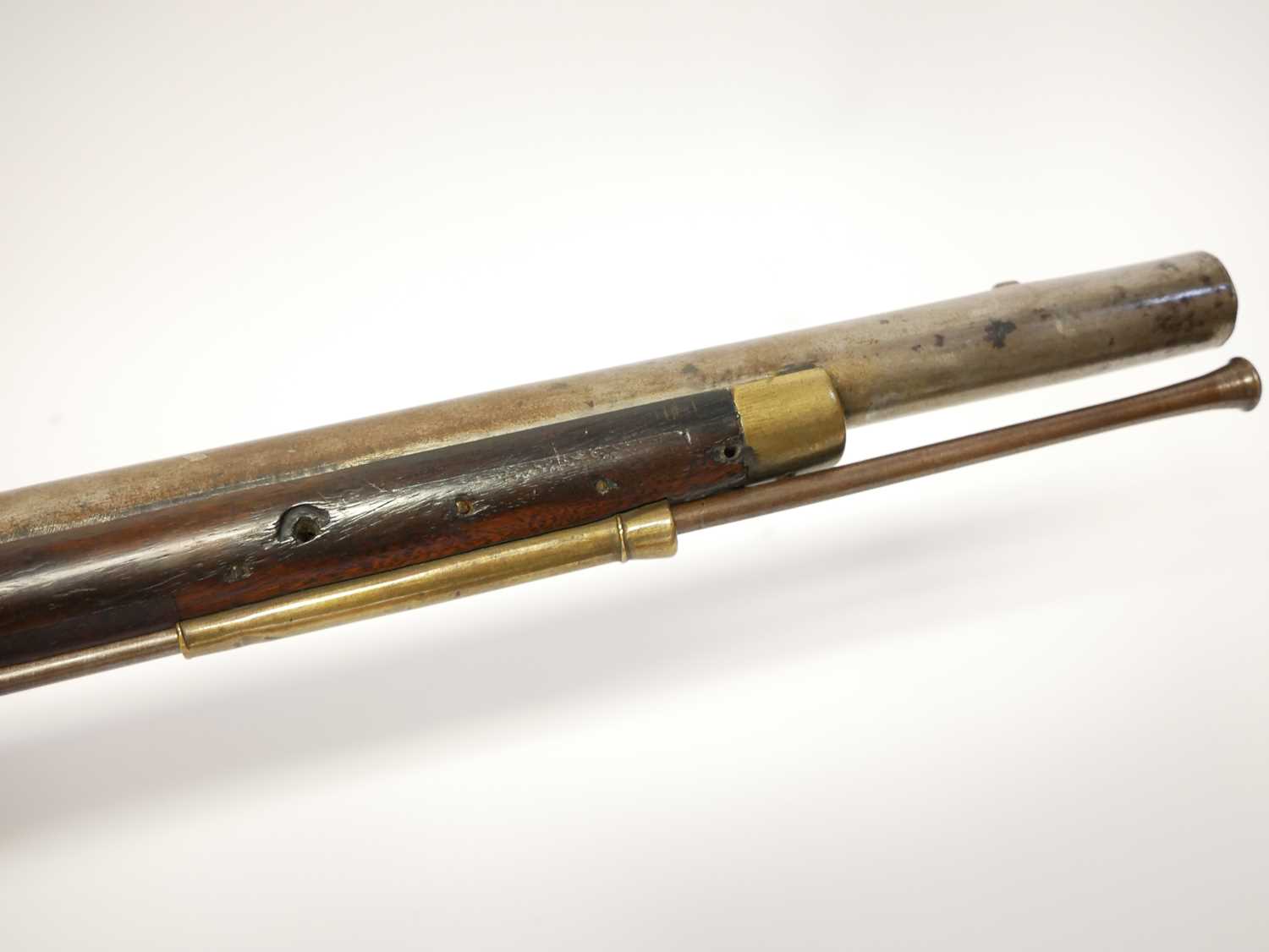 Volunteer .650 flintlock musket, possibly for a Sergeant, 37 inch barrel, the lock with Tower GR and - Image 10 of 18