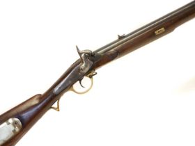 Percussion Neapolese Brunswick rifle, 30 inch barrel rifled with two grooves for a belted bullet,