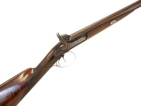 C. Moore of London percussion 18 bore side by side double barrel shotgun, 29.5 inch Damascus barrels