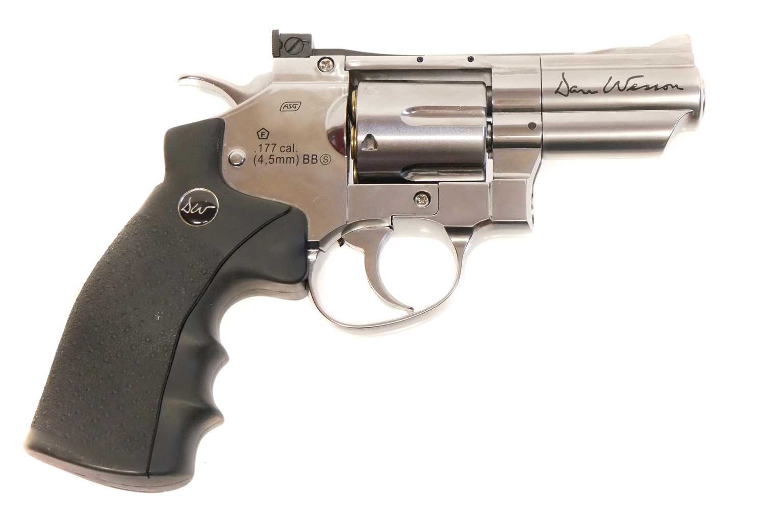 Dan Wesson ASG .177 CO2 Air Pistol revolver, serial number 11M90290, stainless steel finish, 2.5inch