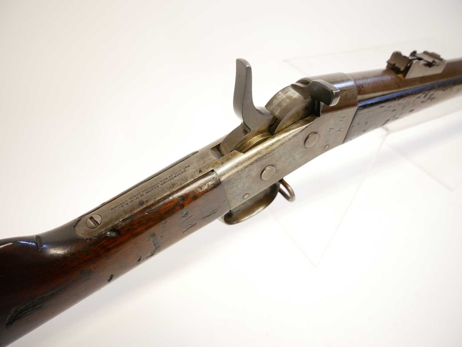 Remington rolling block rifle chambered in .50-70, 36inch barrel secured by three bands, with - Image 5 of 16