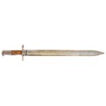 Swiss K11 /31 pioneer bayonet and scabbard, 18.5inch fullered blade with saw back, the ricasso