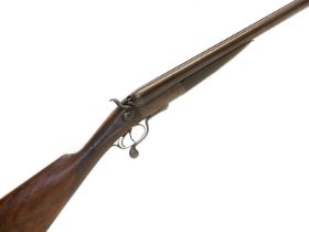 Albion Works Birmingham 10 bore double barrel shotgun, 24inch reduced length Damascus barrels with