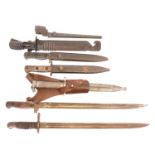 Collection of bayonets, to include two L.1.A.3. SLR bayonets and scabbards, one lacking the muzzle