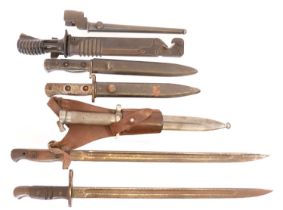 Collection of bayonets, to include two L.1.A.3. SLR bayonets and scabbards, one lacking the muzzle