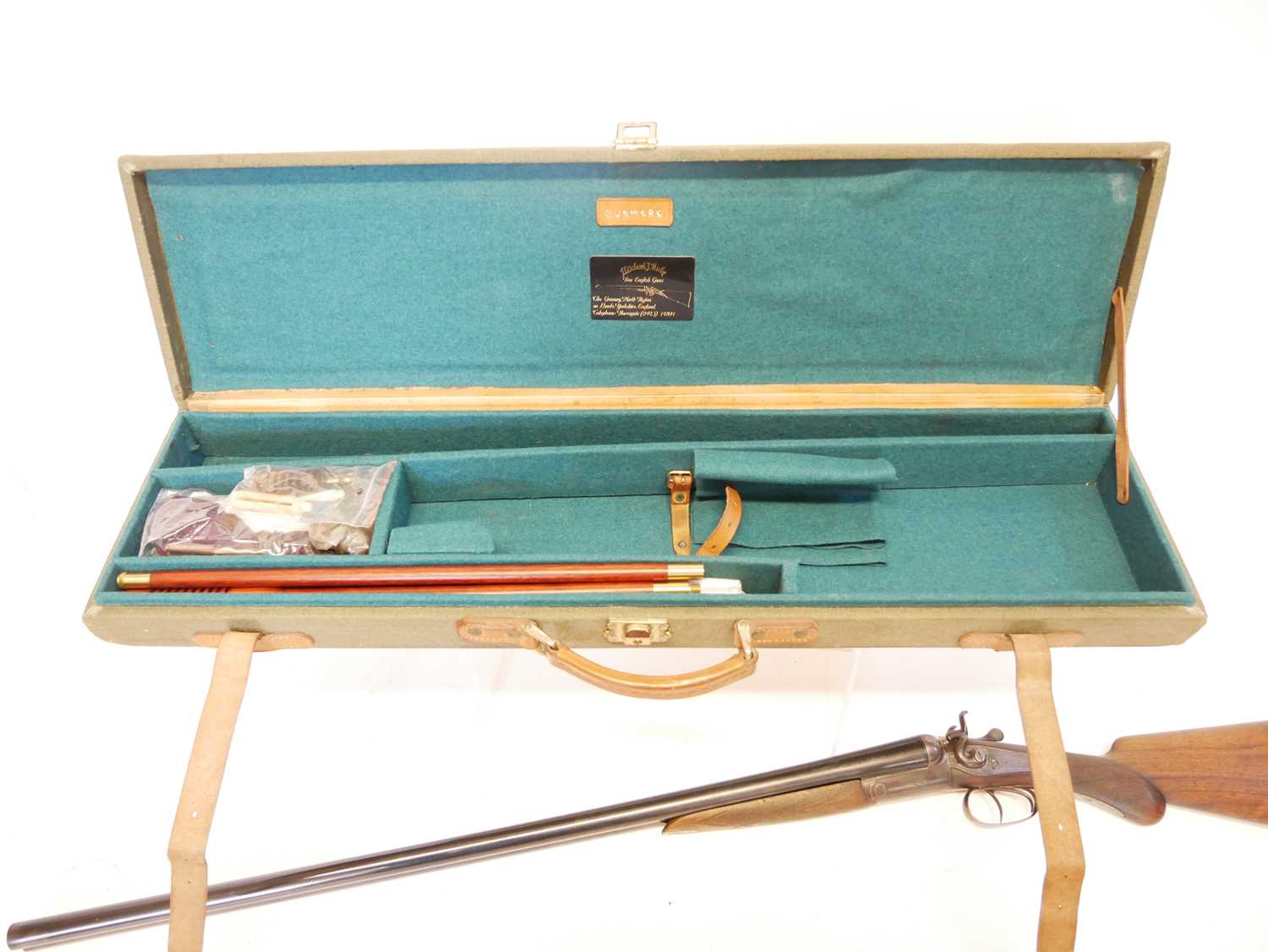 Midland 12 bore side by side hammer gun with a Gunmark travel case, serial number 32121, 30 inch - Image 14 of 16