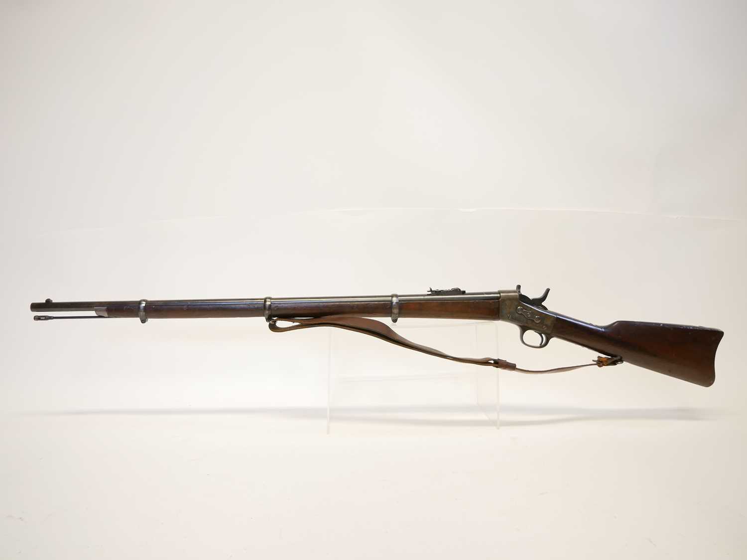 Remington rolling block rifle chambered in .43 Spanish, 36inch barrel with bayonet bar and folding - Image 14 of 14