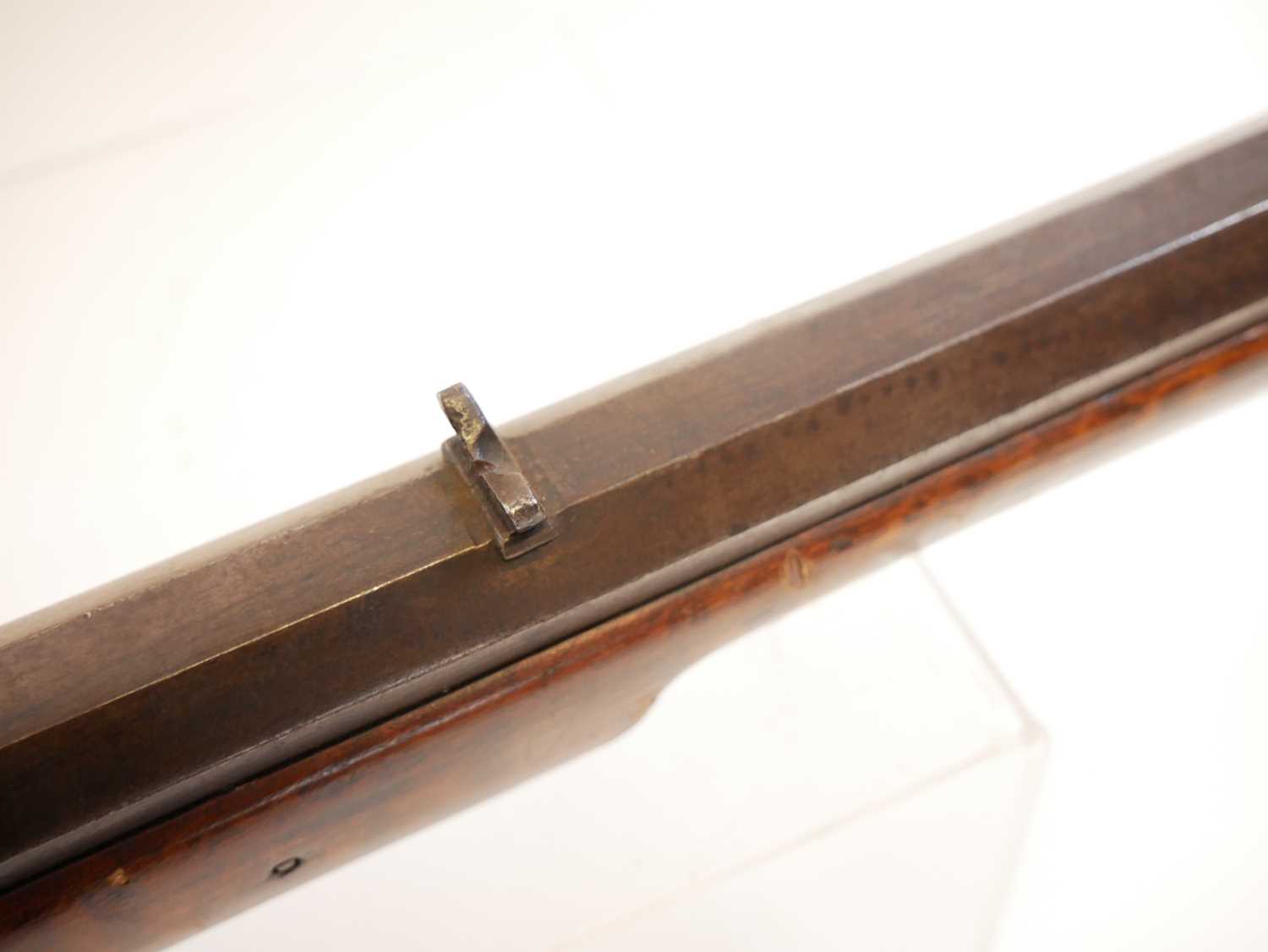 American percussion 130 bore Kentucky type rifle, 29.5inch octagonal barrel fitted with buckhorn - Image 10 of 17