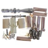 Collection of shooting accessories, to include a Edgar Brothers 3-18 x 50 AOE scope, another
