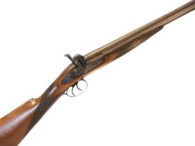 J. Buckley of Birmingham percussion 12 bore side by side double barrel shotgun, 30.5 inch Damascus