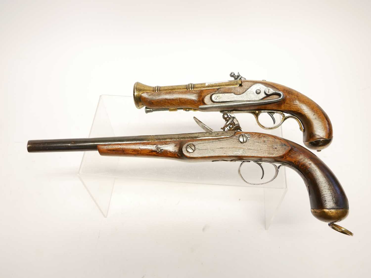 Composed flintlock pistol, and a replica pistol, the first with an antique 11.5 inch 22 bore - Image 4 of 5
