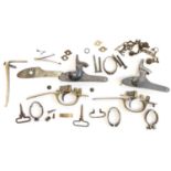 Collection of Enfield percussion rifle parts, to include two locks, one by L.A.&Co. dated 1863,