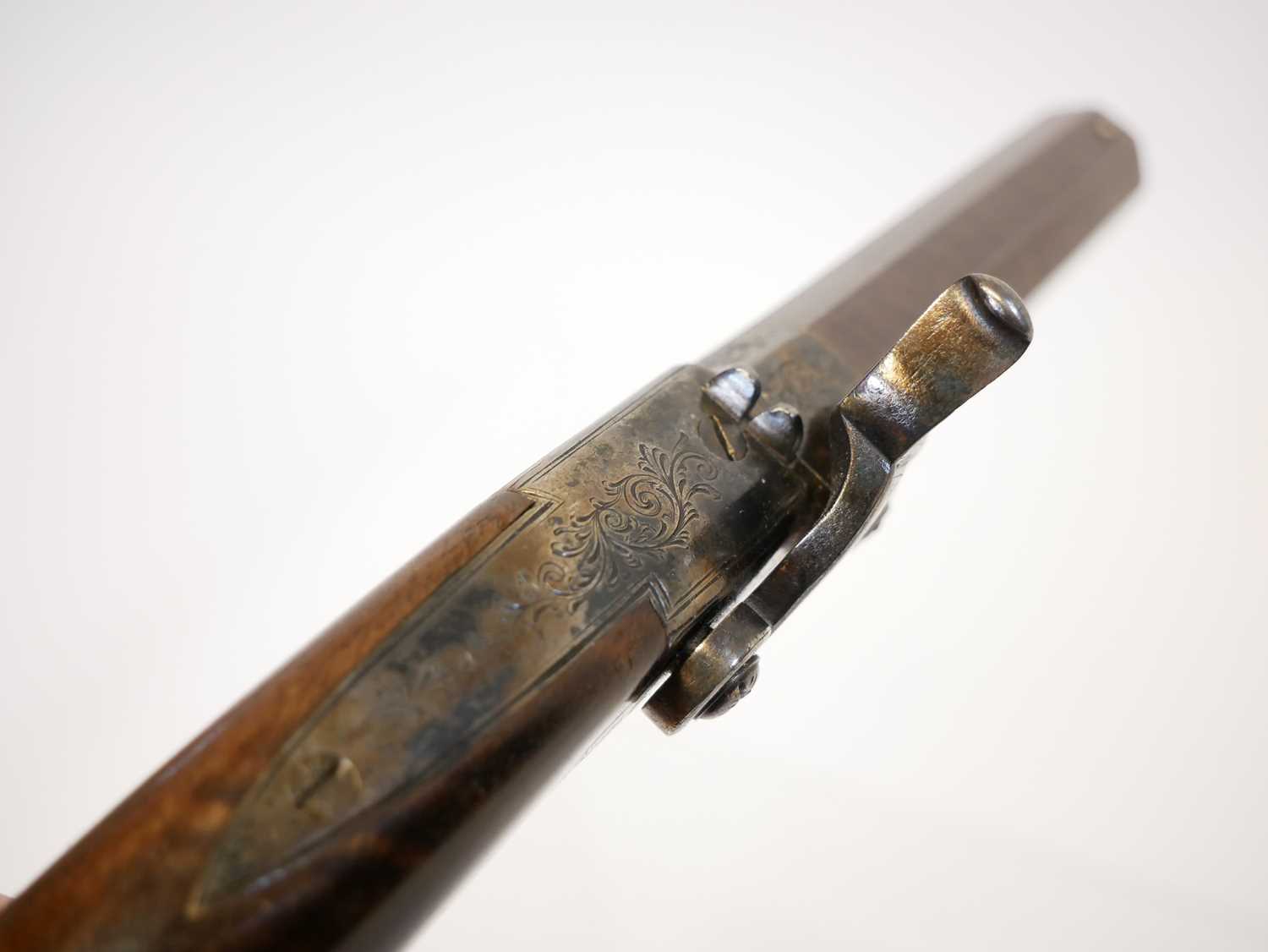 Gurney of London 34 bore percussion pistol, with 4 inch Damascus octagonal barrel with underside - Image 5 of 13