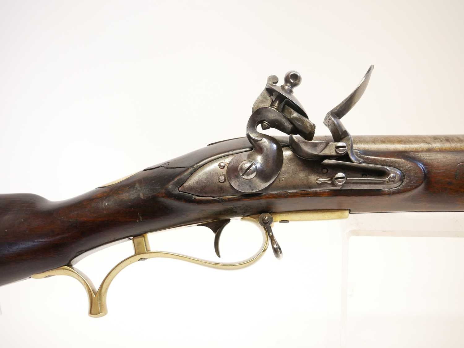 Flintlock .625 Baker rifle by E. Baker and Sons, 40 inch browned barrel with seven groove rifling, - Image 7 of 22