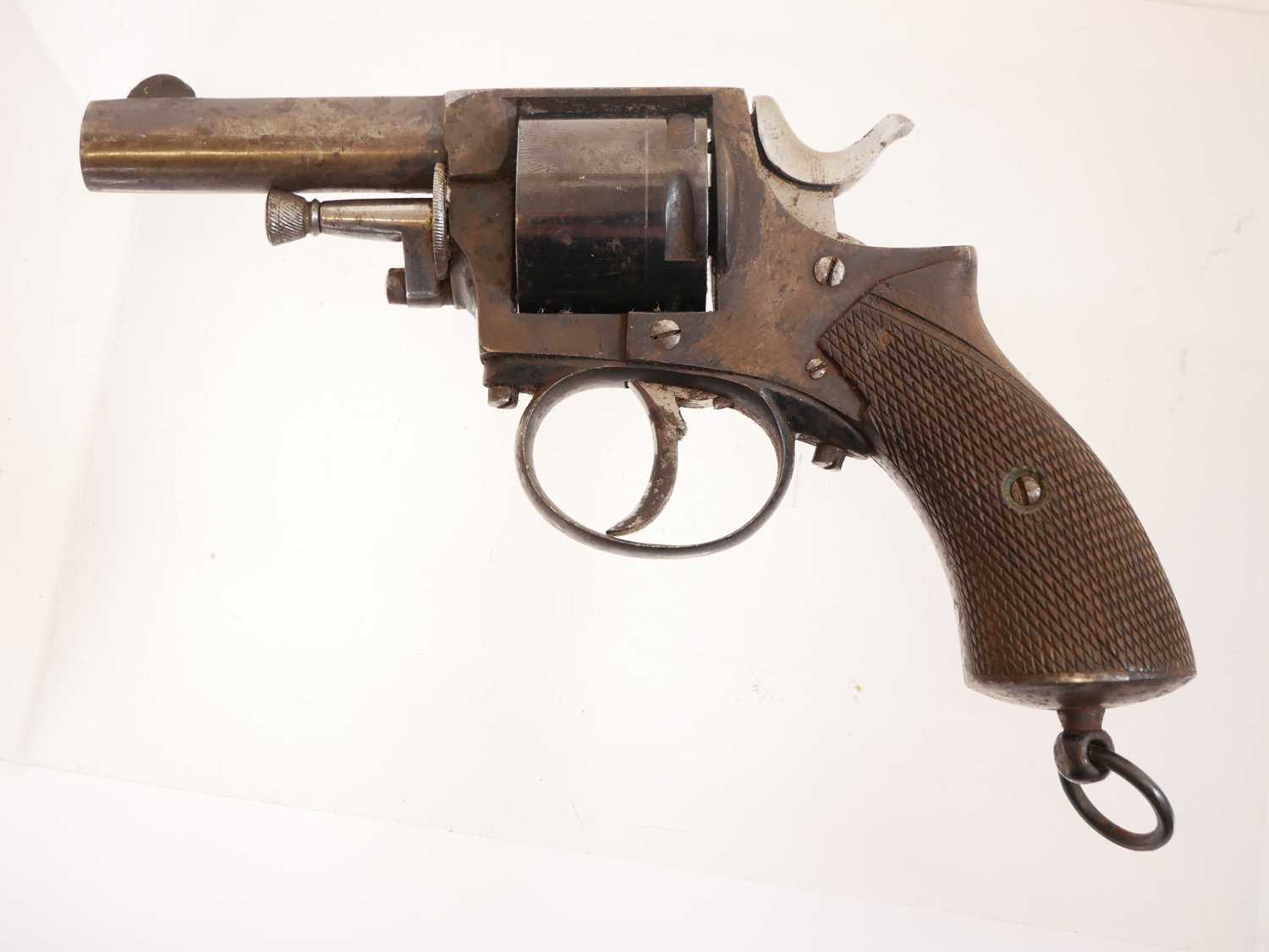 Belgian 7.5mm revolver, no serial number, 2.5 inch sighted barrel, chequered wood grips the grip - Image 4 of 7