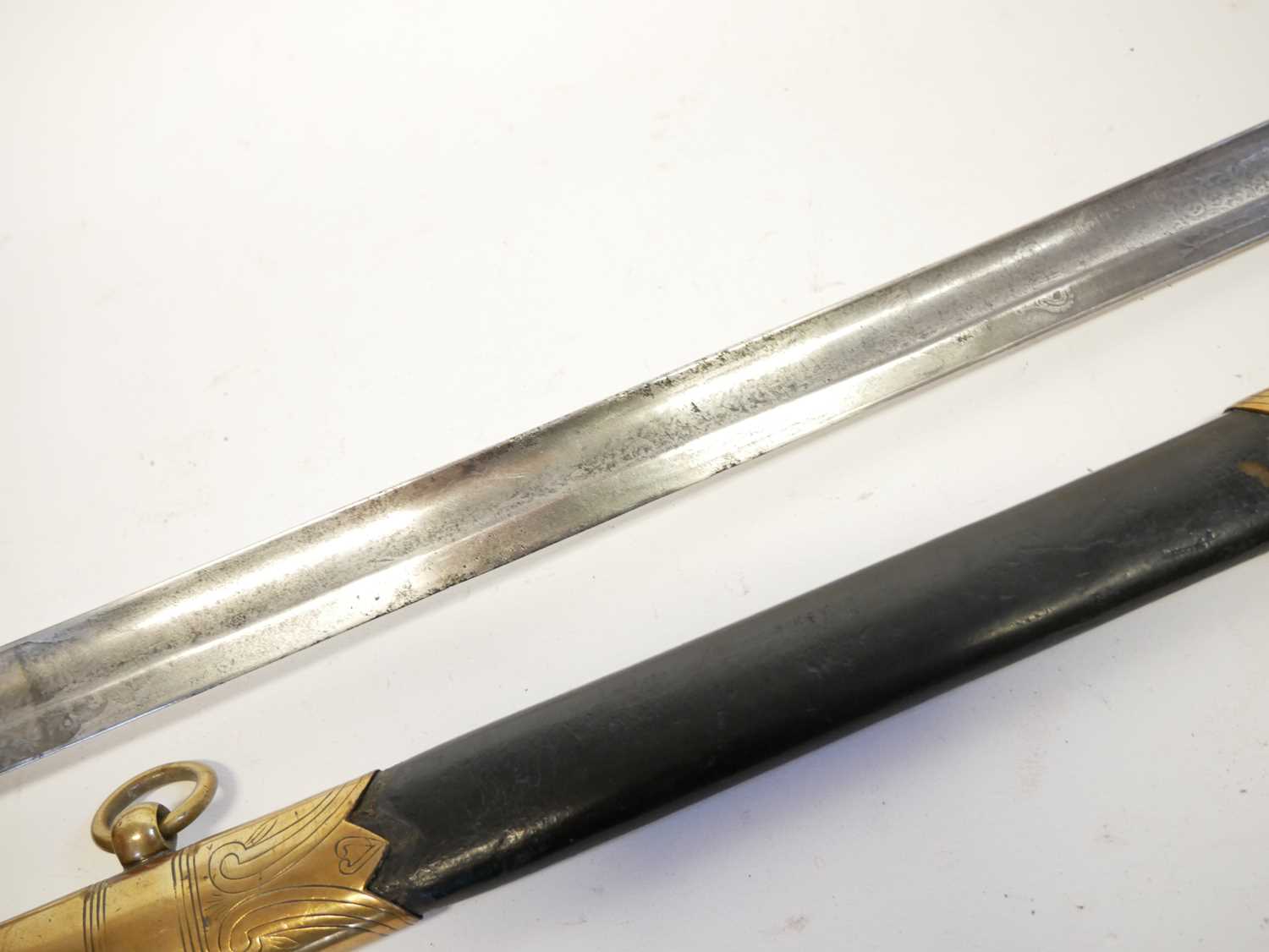 Royal Navy Petty Officer's sword, similar to an 1827 Naval sword but without the lion head pommel, - Image 7 of 16