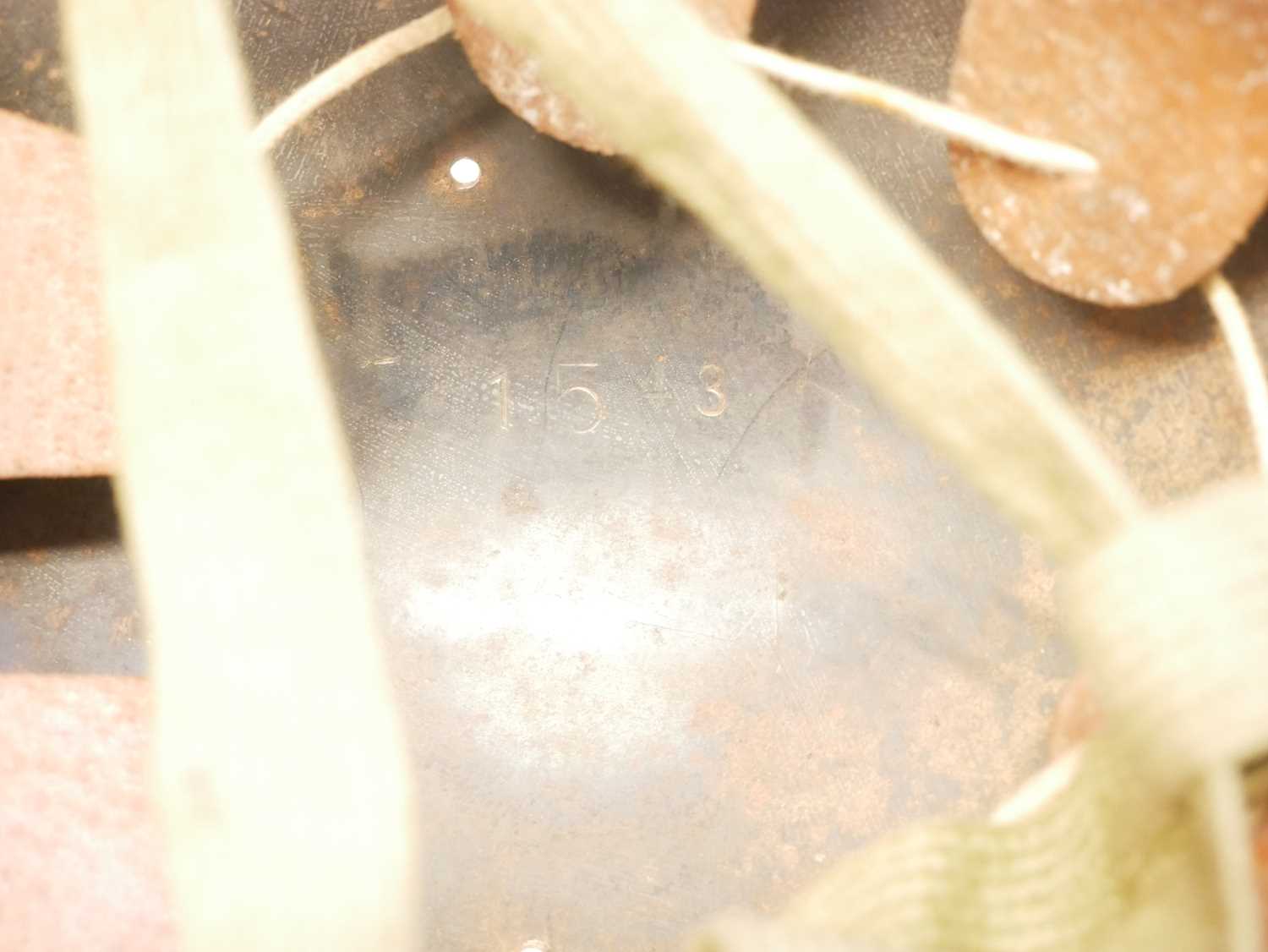 Japanese Type 90 Helmet, stamped 1543, with leather liner, repainted and aged, the helmet original - Image 6 of 7