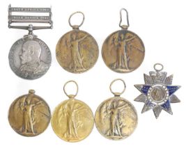 Queens South Africa medal with two clasps, South Africa 1901 and 1902, named Pte. J. Wright 9th